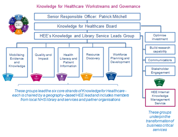Diagram of governance for Knowledge for Healthcare