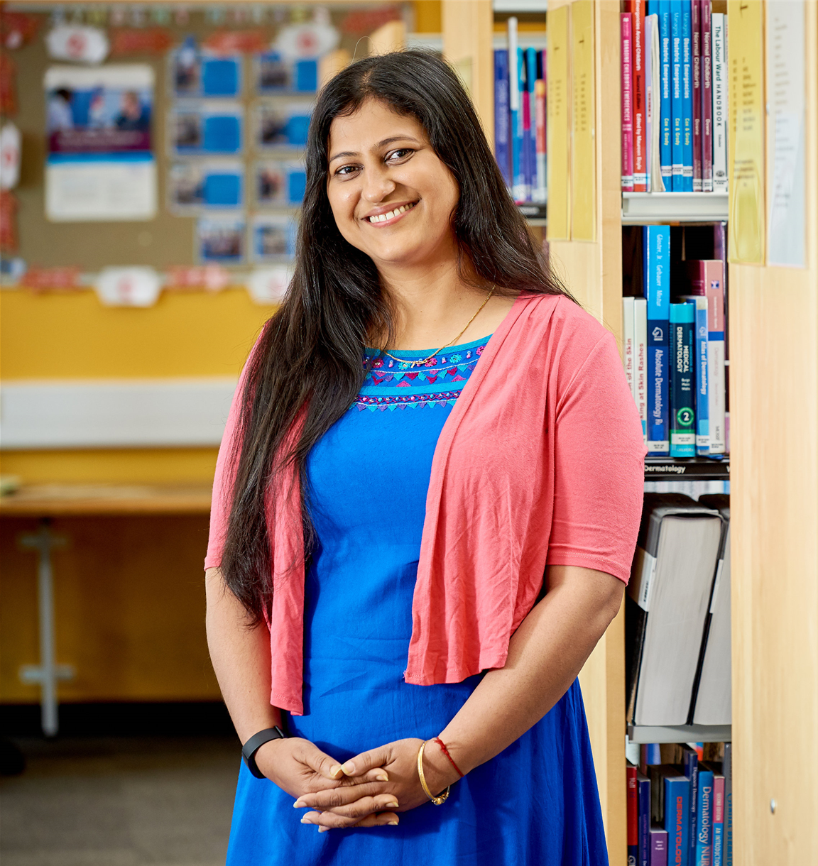 image of female in library