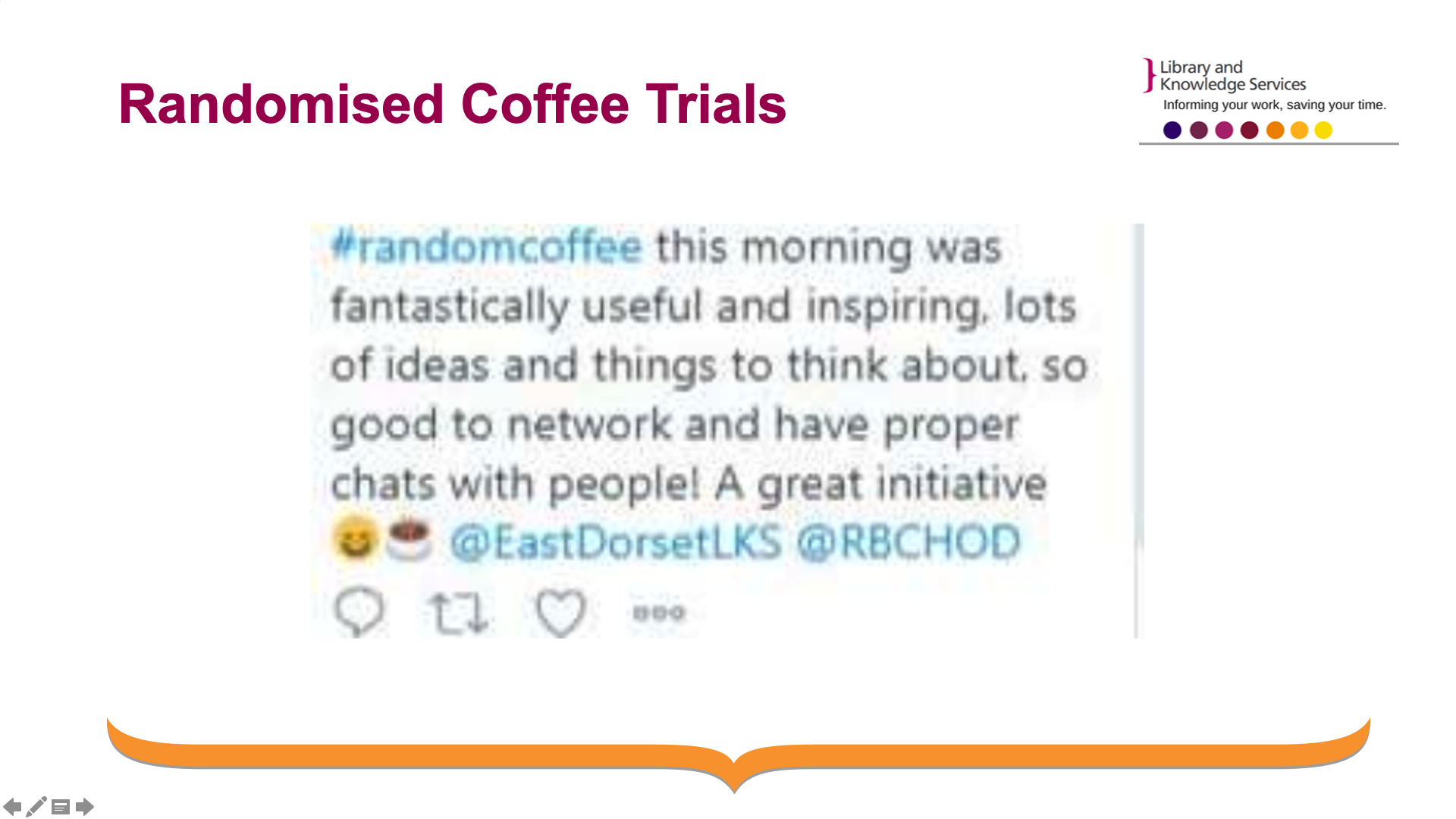 Title: Randomised Coffee Trials. Image on page is a screenshot of a tweet saying: 