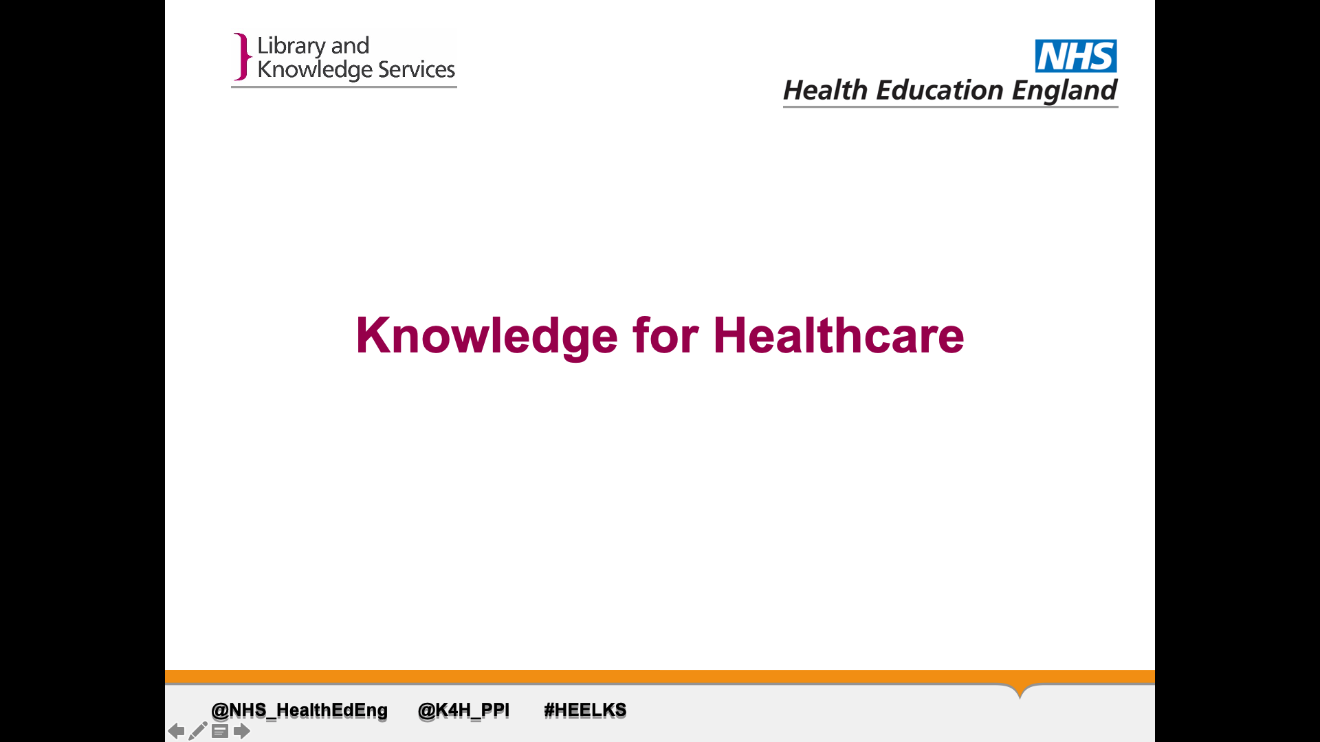 Title card: Knowledge for Healthcare