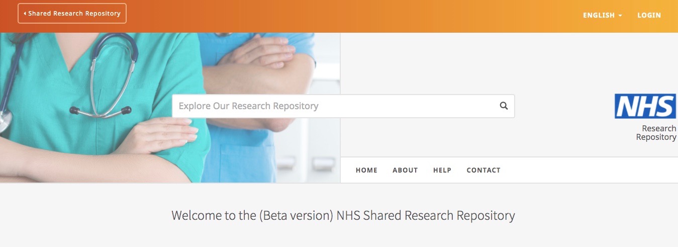 Screenshot of the homepage of the NHS shared repository